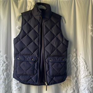 J. Crew Navy Puffer Vest with Quilted Design
